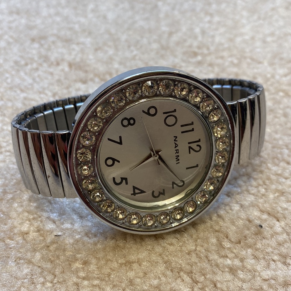 Womens silver watch with rhinestones - Picture 2 of 5
